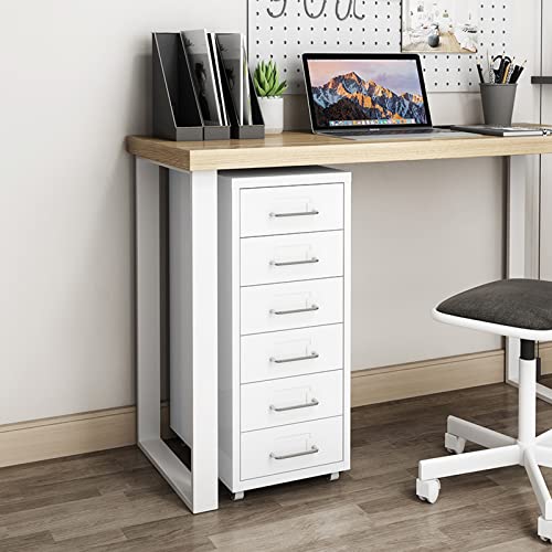 6 Drawer Mobile File Cabinet Vertical Filing Cabinet Organizer (Color: B)