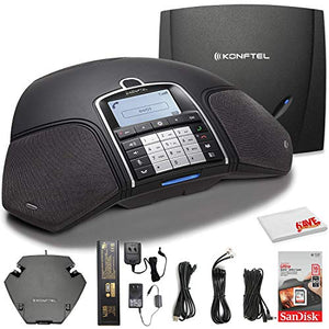 Konftel 300Wx Wireless Conference Phone w/Analog DECT Base Station + Sandisk 16GB Card to Record Calls + Cleaning Cloth and More - Conference Room Bundle