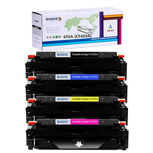 BAISINE Compatible M652dn Toner Cartridge Replacement for HP 655A (CF450A) Toner, 4-Pack Worked in HP Laserjet M653dn M653x M653dh M652dn M652n M681dh M681f M681z M682z (CF450A CF451A CF452A CF453A)