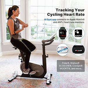 RENPHO AI-Powered Exercise Bike, Indoor Cycling Bike with FTP Power Training, Auto Resistance Stationary Bike, Scenic Riding for Home Workout, Airflow Seat, APP for iOS Android [Tablet Not Included]