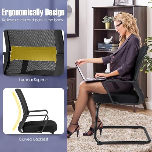 Giantex Office Guest Chair Set of 10 with Lumbar Support and Mesh Backrest