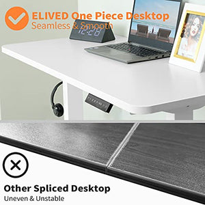ELIVED Dual Motor Electric Standing Desk, 48 x 24 inches Height Adjustable Desk, Sit Stand Desk with Whole-Piece Tabletop and Memory for Home Office Workstation (White)