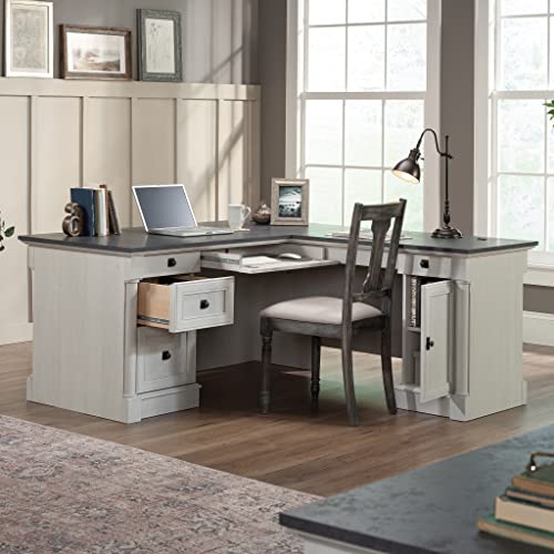 Sauder Palladia L-Shaped Home Office Desk, Glacier Oak Finish, 68.74" x 65.12" x 29.61
