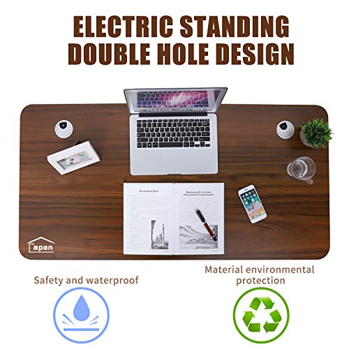 Electric Standing Desk, 55 x 28 Inches Height Adjustable Dual Motor Stand up Desk Workstation, Full Sit Stand Home Office Table, Whole-Piece Desk Board (White Frame/Brown Walnut Top)