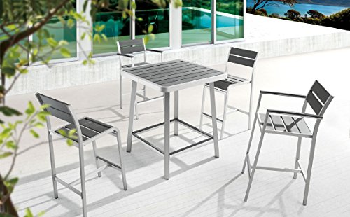 Zuo Megapolis Bar Arm Chair (Set of 2), Brushed Aluminum