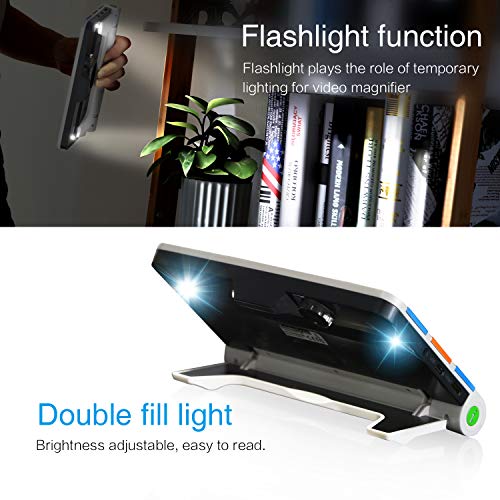 7 inch Digital Aid Magnifier,Koolertron Dual 4M Pixel Lens Portable Electronic Reading Video Magnifier with Ergonomic Bracket 2X-32X Zoom Support Output to TV, Rechargeable Battery Powered, Freeze etc
