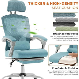 None Reclining Office Chair with Foot Rest, High Back Computer Chair Mesh Home Office Desk Chairs with Wheels