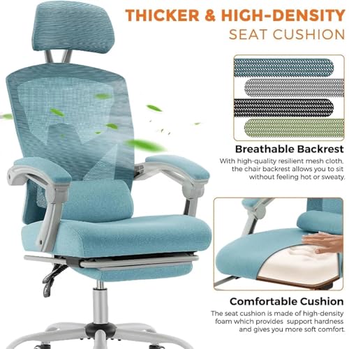 Reclining Office Chair with Foot Rest, High Back Computer Chair Mesh Home Office Desk Chairs with Wheels