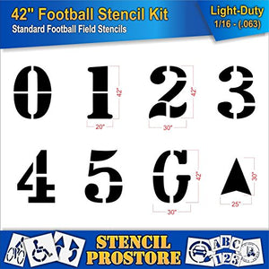 Athletic Marking Stencils - 42 inch - Football Field Number Stencils - (8 Piece) - 42" x 30" x 1/16" (63 mil) - Light-Duty