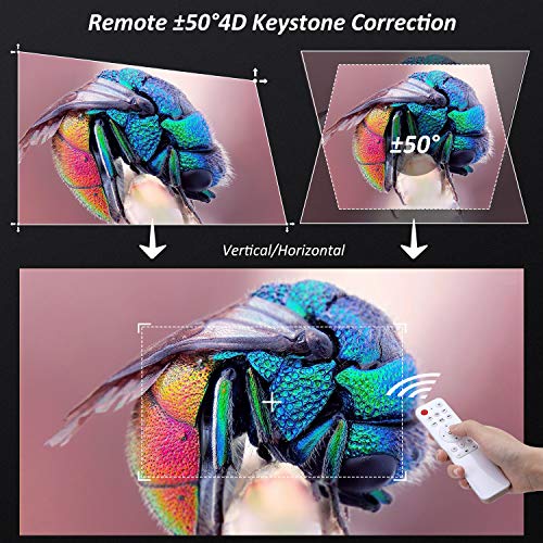 Projector 1080P Native 6800 Lumens HDMI Movie Projector, ±50° 4D Keystone Correction for Home,Office,Entertainment