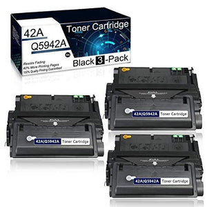 (3Pk,Black) Compatible 42A | Q5942A Toner Cartridge Used for HP Laserjet 4200 4200N 4250tn 4250dtn 4250dtnsl 4300n 4300tn 4350tn 4350dtn M4345 MFP M4345xs M4345xm MFP Laser Printer Toner Cartridge.