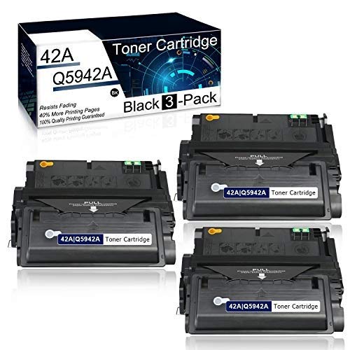 (3Pk,Black) Compatible 42A | Q5942A Toner Cartridge Used for HP Laserjet 4200 4200N 4250tn 4250dtn 4250dtnsl 4300n 4300tn 4350tn 4350dtn M4345 MFP M4345xs M4345xm MFP Laser Printer Toner Cartridge.