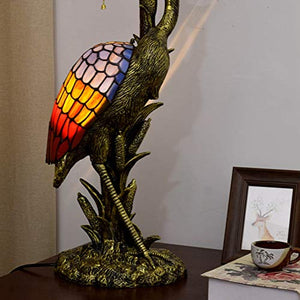 Xihe Tiffany Antique Table Lamp 20" Female Bird Desk Lamp