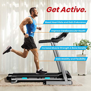 SereneLife Foldable Digital Home Gym Treadmill | Smart Auto Incline Exercise Machine with Downloadable App | Large Running Treadmill with MP3 Player & Stereo Speakers | 2.5HP, 10MPH Speed - SLFTRD35