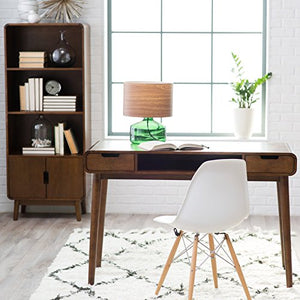 Brown Vintage Wood Writing Desk | Perfect Stylish Mid Century Home Office or College Student Dorm Table for Your Computer, PC, Laptop, Monitor, Books and Supplies