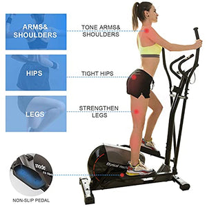 snode Magnetic Elliptical Machine, Eliptical Trainer with 3PC Crank,Elliptical Exercise Machines Home Use with Pulse Rate and LCD Monitor,8 Levels Resistance