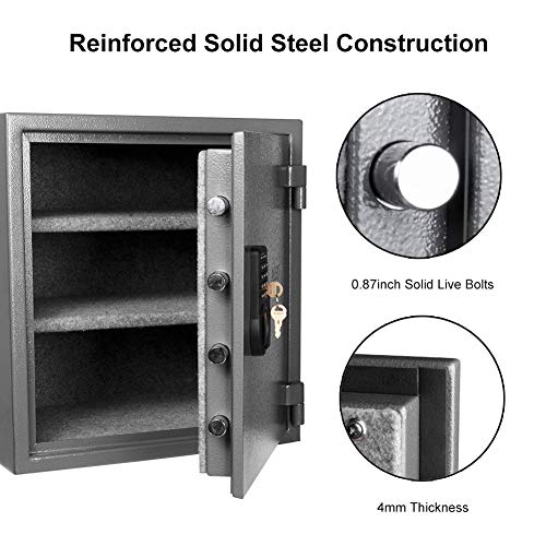 AEGIS 2.6 Cubic Feet Security Fireproof Box RV Safe Box with Digital Keypad Double Keys Home Gun Safe for Hotel Office Money Cash Jewelry 15.7 x 13.7 x 11 inches
