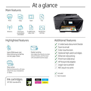 HP OfficeJet Pro Series All-in-One Wireless Printer, Print, Scan, Copy, Fax for Office,Up to 20 ppm Print Speed,Instant Ink Ready-2.65" CGD TouchscreenWorks with Alexa,with JAWFOAL Printer Cable