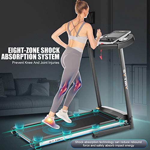 SYTIRY Treadmill with Screen,Treadmills for Home with 10" HD tv Touchscreen&WiFi Connection,3.25hp Motor, Folding Exercise Equipment Machine with Workout Program, Hydraulic Drop