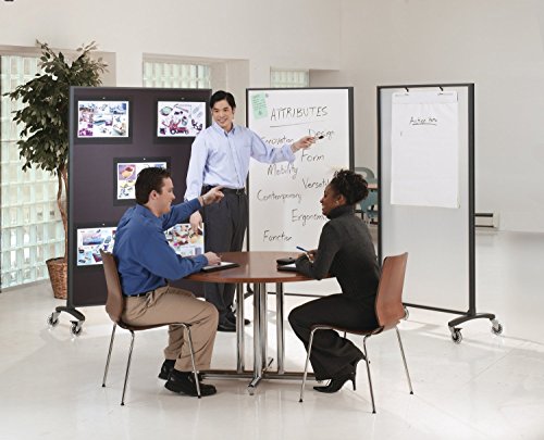 Quartet Motion Series Room Divider Partition, 48" x 72", Fabric/Porcelain (6640MB)