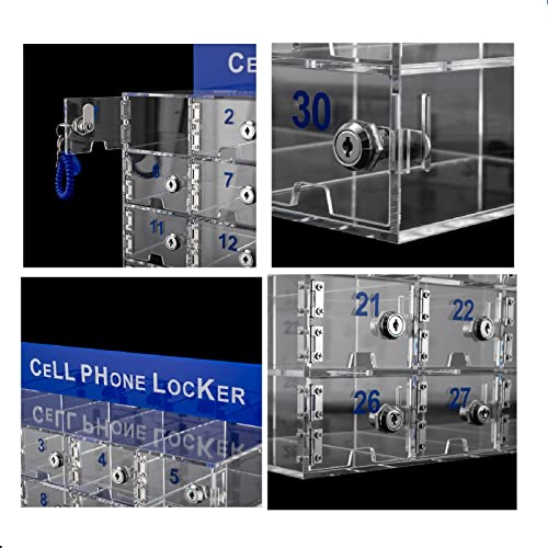 CNCEST 30 Slots Wall-Mounted Cell Phone Storage Locker Box with Door Locks