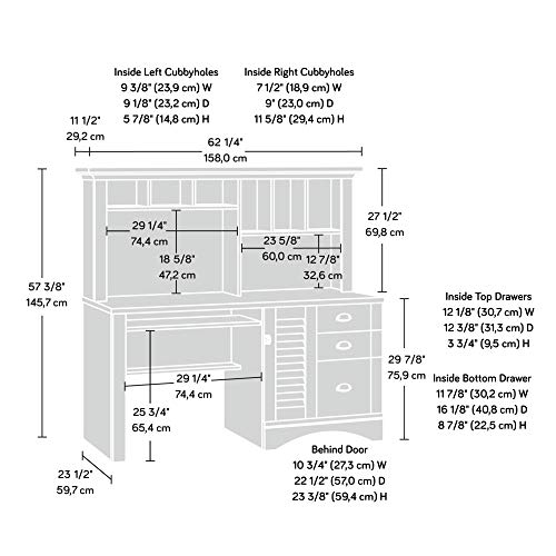 Sauder 415109 Harbor View Computer Desk with Hutch, L: 62.21" x W: 23.50" x H: 57.36", Salt Oak finish