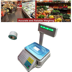 INTBUYING Digital Price Label Printing Scale, with 1roll 400sheets Thermal Label, Four-Window with Vertical Pole, Double-Sided LCD Display (33LB 15KG Capacity )