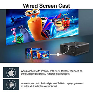 Wireless Bluetooth Wifi Projector,Portable Home Movie Projector Support Full HD Zoom 4D Keystone Correction Screen Mirroring,Compatible with HDMI USB VGA AV Laptop Fire TV Stick Tablet Smartphone Roku