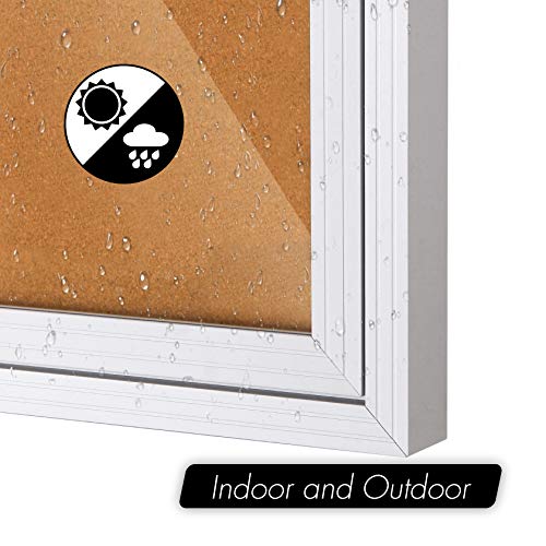 INNOVART Enclosed Bulletin Board 36” x 24”, Lockable Cork Noticeboard with Aluminum Frame, Wall Display Case with Swing-Open Door, Information Cabinet for School, Office, Commercial, etc.