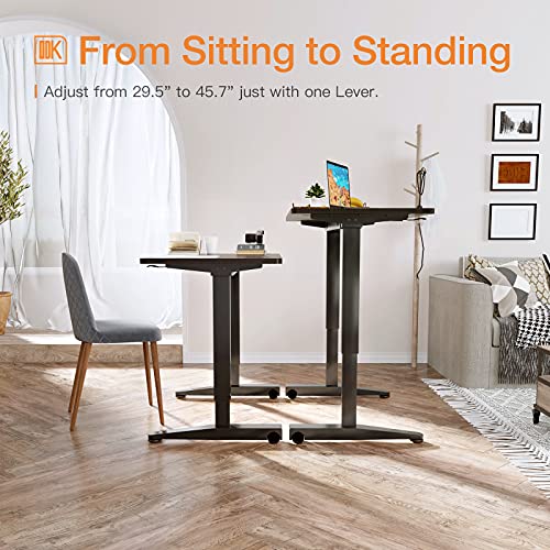 ODK Mobile Height Adjustable Standing Desk, 55" x 24" Pneumatic Airlift Power Free Sit Stand Desk for Home Office, Versatile Sturdy Computer Desk, Instant Adjustment, Black