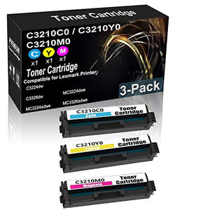 3-Pack C+Y+M Compatible High Yield C3224dw C3326dw MC3224dwe MC3224adwe MC3326adwe Toner Cartridge Replacement for Lexmark C3210C0 C3210Y0 C3210M0 Laser Printer Cartridge