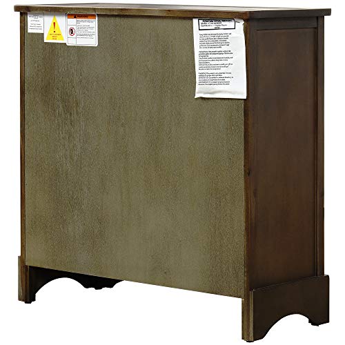 TREXM Rustic Storage Cabinet with Two Drawers and Four Classic Fabric Basket for Kitchen/Dining Room/Entryway/Living Room, Accent Furniture (Dark Brown)