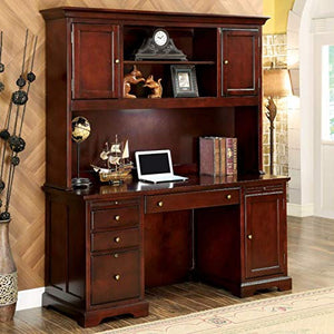 Benzara BM169229 Transitional Style Multi Functional Hutch, Cherry Brown Desk,