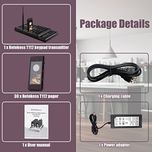 Retekess T112 Restaurant Pager System with 30 Pagers