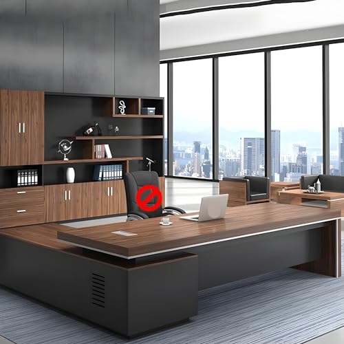 XINDAR Modern L-Shape Executive Wood Office Desk with Cable Management - Brown (94.5" L x 31.5" W x 29.5" H)