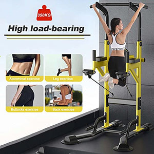 Bueuwe Power Tower Station with 11-Gear Height Adjustable Pull Up & Dip Station for Adults and Kids Multi-Function Fitness Strength Training Equipment Exercise Workout Station for Home Gym