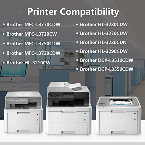 8-Pack (4Drum+4Toner) DR223CL Drum Unit TN227 Compatible Toner Cartridge Replacement for Brother MFC-L3770CDW L3710CW L3750CDW HL-3210CW 3270CDW 3290CDW DCP-L3510CDW L3550CDW Printer,Sold by TopInk