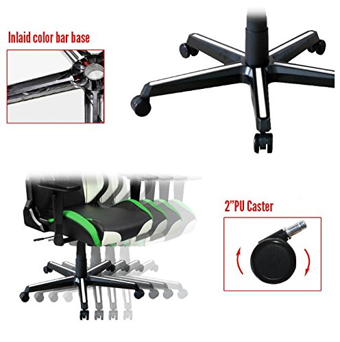 DXRacer Drifting Series OH/DM61/NWE Racing Seat Office Chair Gaming Ergonomic Adjustable Computer Chair with - Included Head and Lumbar Support Pillows (Black, White, Green)