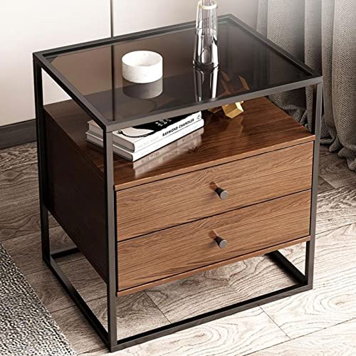 BinOxy Coffee Table with Tempered Glass Top, Metal Frame, Storage Cabinet, and Drawers for Living Room and Bedroom