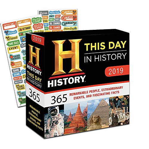 This Day in History 2019 Calendar, Box Edition Set - Deluxe 2019 History Channel Day-at-a-Time Calendar with Over 100 Calendar Stickers (History Gifts, Office Supplies)