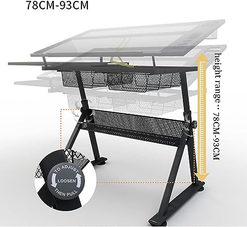 FLaig Adjustable Tempered Glass Drafting Table