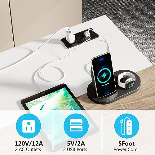 TRIBESIGNS WAY TO ORIGIN L-Shaped Computer Desk with Power Outlet and Drawer Cabinet, 55 inch Executive Office Desk with File Cabinet and Printer Stand, White