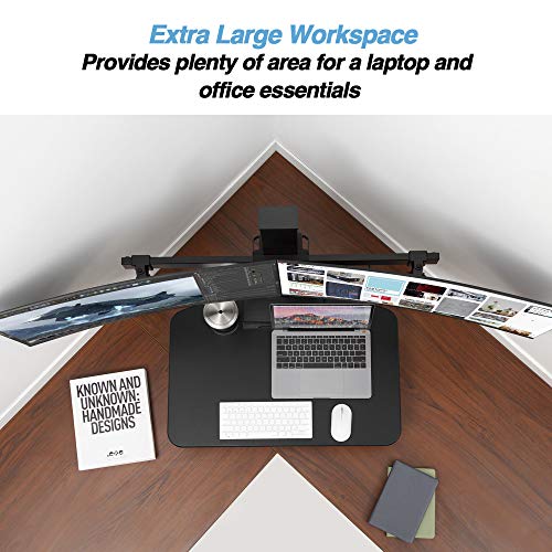 AVLT Dual 32" Monitor Gas Spring Height Adjustable Standing Desk Converter with 28"x 18.9" Spacious Worksurface Sit to Stand Table Sturdy Small Footprint