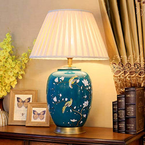 505 HZB European Living Room, Ceramic Table Lamp, Study Room Lamp, Modern Porch Cabinet, Flower and Bird Porcelain Bottle Lamp.