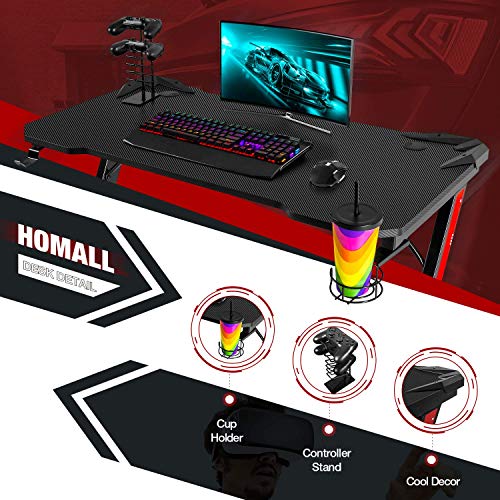Homall Racing PU Leather Swivel Chair and 43.6 Inch Z Shaped Computer Desk Table Gaming Home Office Furniture Sets (White)
