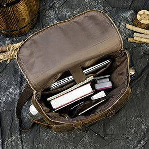 WJPTL Travel Men's Large Capacity Backpack，Vintage 17 Inch Crazy Horse Genuine Leather Laptop Daypack，School、Travel、Business Rucksack Women (Color : Dark Brown, Size : 17inchs)