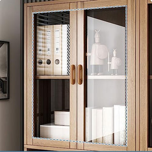 REHOOF Multifunctional Storage Cabinet with Glass Doors, 71" Tall Display Cabinet, Brown, 4 Tier Bookcase