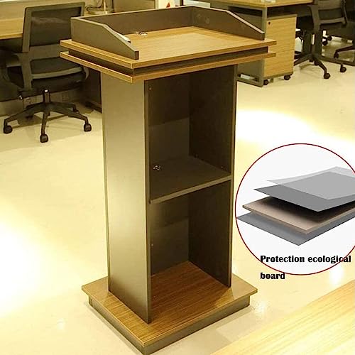 Wooden Hostess Stand with Shelf, Floor Standing Podiums Reception Desk
