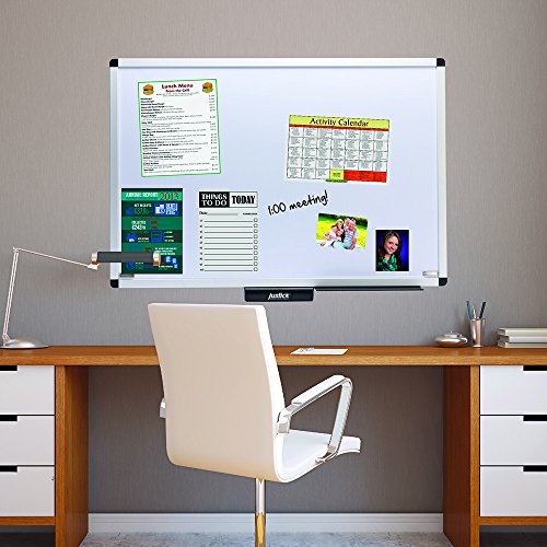 Justick by Smead, Premium Aluminum Frame Electro Dry-Erase Board with clear overlay, 48"W x 36"H, with Electro Surface Technology, White (02572)