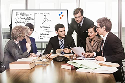 60”x36”Dry Erase Board with Stand,Adjustable Height Double-Sided Magnetic Whiteboard with Beside Stopper,Rolling Whiteboard with White Aluminium Frame ,A Great Partner on Office,Classroom,Salon